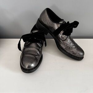 ATELIERS Black and Silver Textured Lace-Up Shoes size 41 (10)